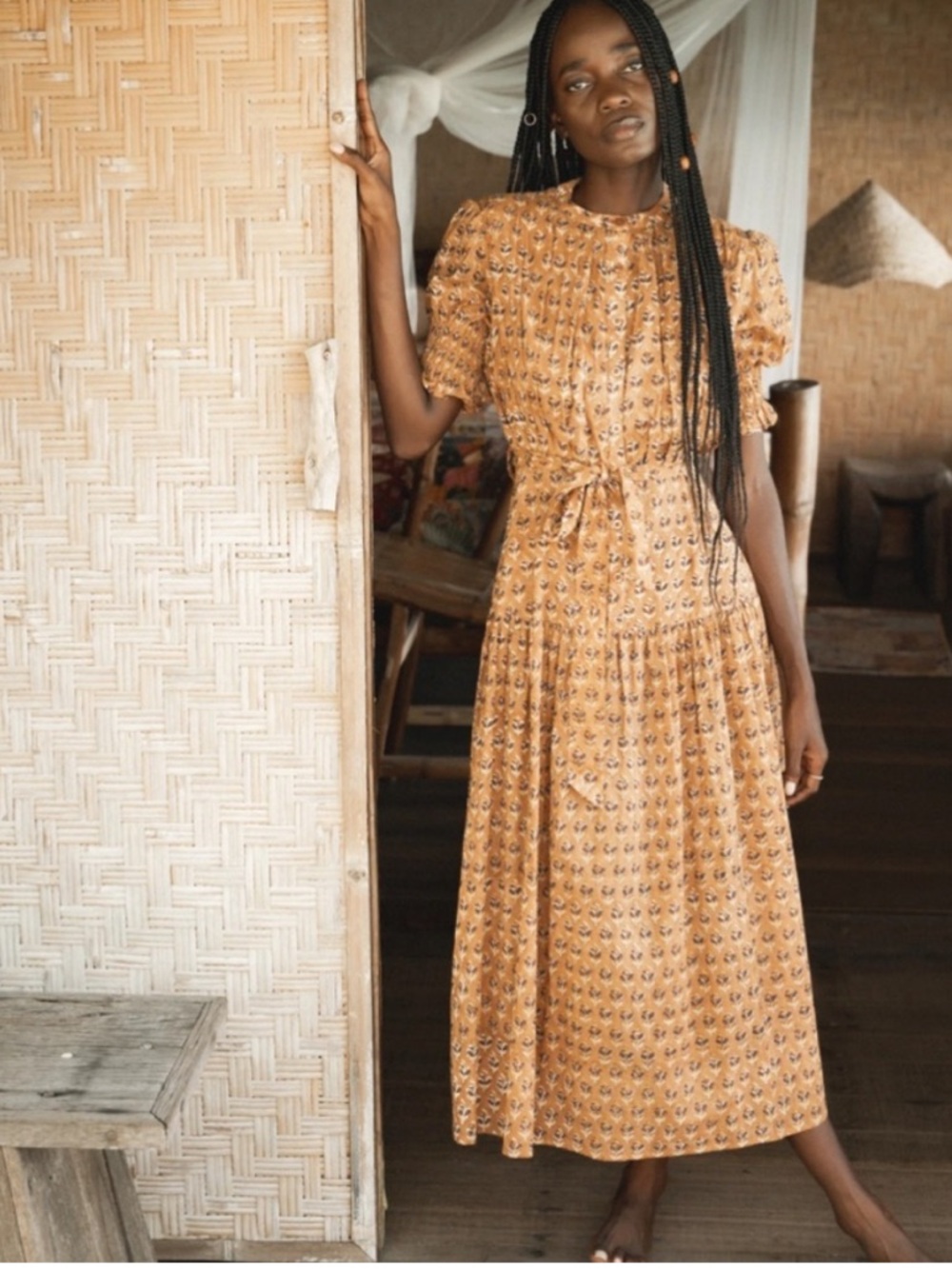 Daughters of India Dress - Prairie Dress in Autumn Floral Print 100% cotton NWT